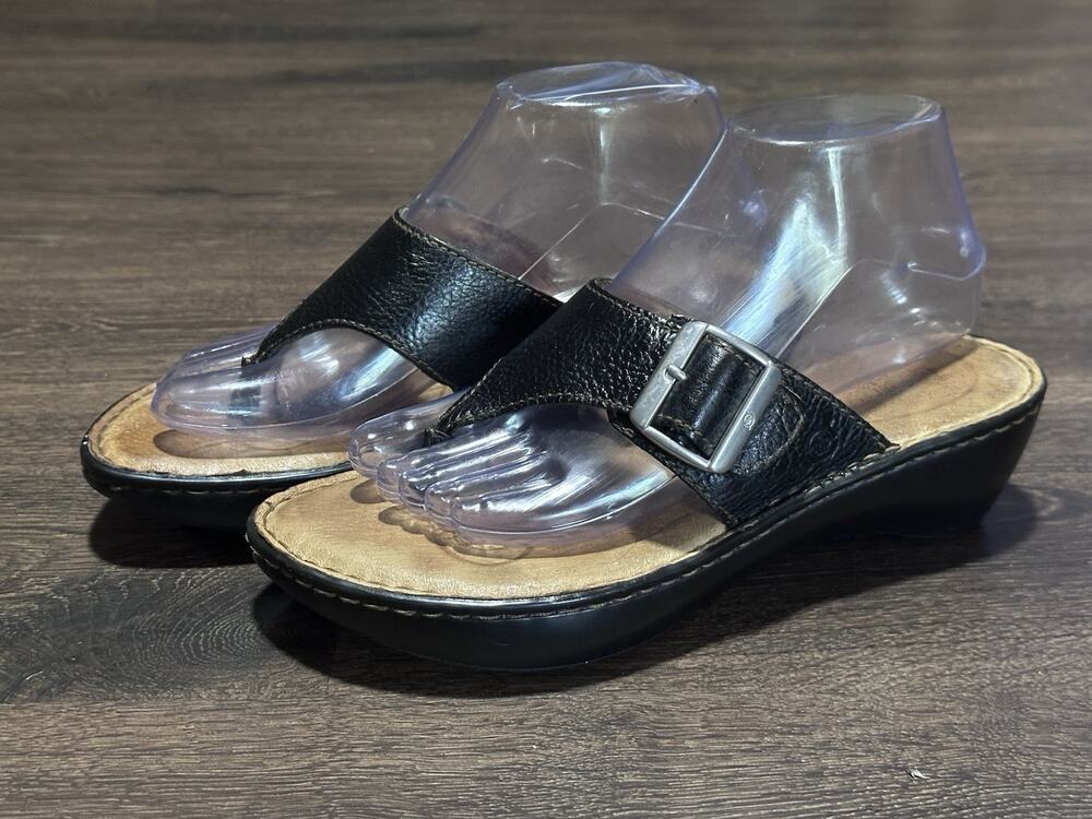 Born-Woman’s Black pebble leather buckle strap Sandals Comfy Walk Ortho Sz 8